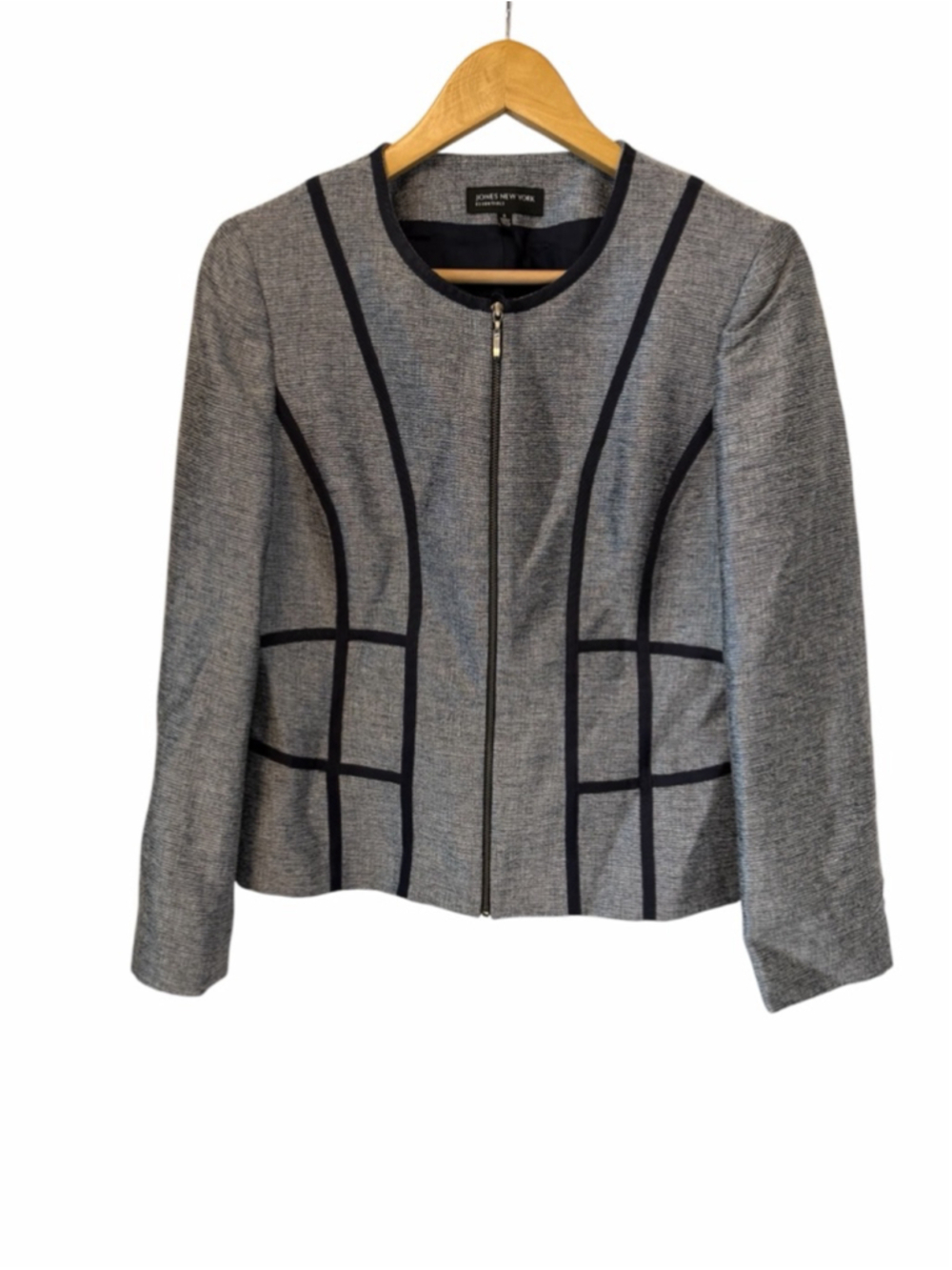 Jones New York Grey Zip Blazer Jacket Size 6 Structured Career - Picture 2 of 11
